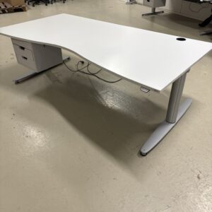 Kinnarps 200x90 lys grå m/skuff